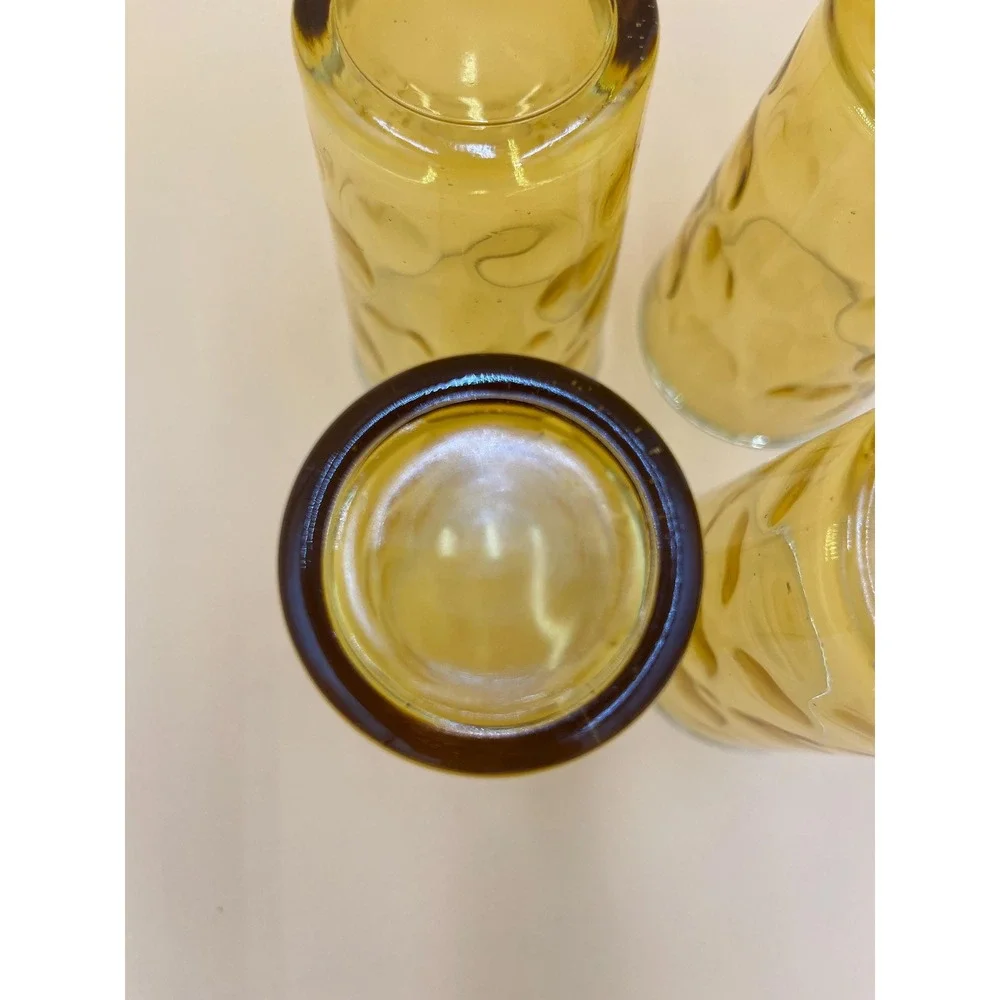Vintage Hazel Atlas Eldorado Juice Glass Set: Amber Gold Coin Dot